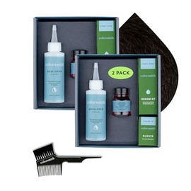 Tinte para cabello y barba Colorsmith para difuminar canas, paquete de 2 (marrón oscuro), kit completo para teñir cabello y barba para uso en el hogar para hombres sin amoníaco, color dem