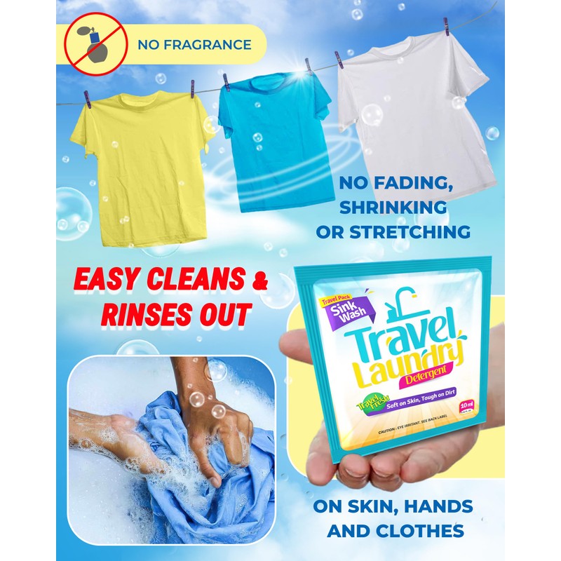 Skywin Travel Laundry Detergent 10 ml - 8 Pack Effective