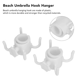 2Pcs Plastic Beach Umbrella Hanging Hook 4 Prong Towel Hat Sunglasses Holder for Universal Outdoor Use (White)