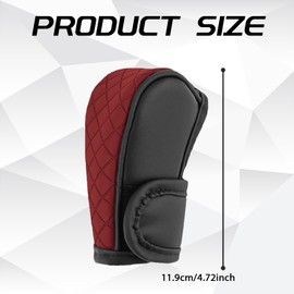 HHZL Leather Car Gear Shift Knob Cover, Exquisite Embroidery Design, Durable Anti-Slip Shifter Lever Protector, Universal Shift Knob Decoration Accessories for Most Car, SUV, Truck (Burgundy)