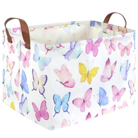 FXOCSHE Rectangular Butterfly Basket,Girls Basket, Foldable waterproof cute storage basket,Kids Storage Bin,Toy gift Organizer,Girls Room Decor,Butterfly Room Decor,Gift Box(Colorful Butterflies)