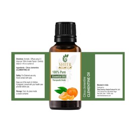 Sheer Essence Clementine Oil (Citrus Clementine) Essential Oil 100% Pure Natural Undiluted Uncut Therapeutic Grade Oil 3.38 FL.OZ