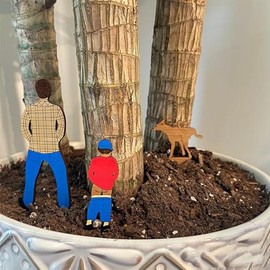 3PCS Funny Plant Pot Decor Wooden Garden Small Lawn Stakes Adornment Flower Pot Decorations