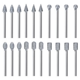 YYTECH Carbide Burrs with Double Cut, 20 Pieces Diamond Cutter Set with 1/8 Inch Shank Carbide Rotary Cutter Set End Mill Drill Bit DIY Woodworking Carving Drilling Polishing