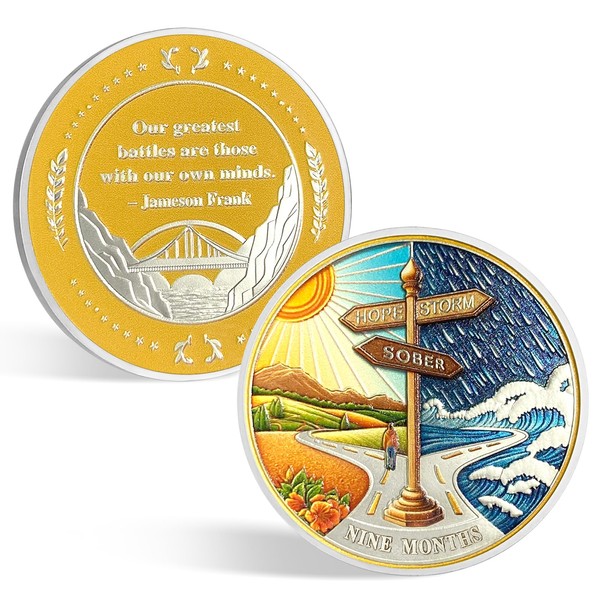 CHURYUML 9 Month Sobriety Coin Original Hope or Storm AA