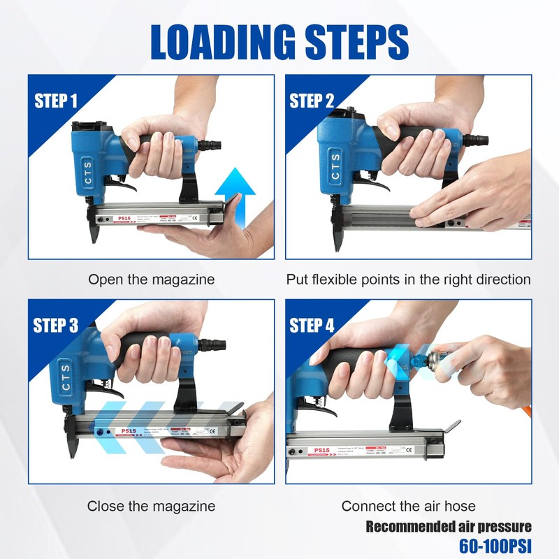 P515 Pneumatic Flexible Point Driver with 1000 Flexible Point Nails,