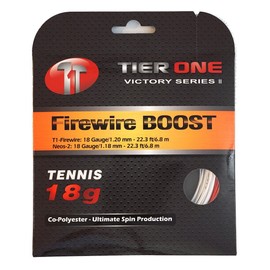 Tier One Firewire Boost (co-Poly/co-Poly Hybrid) Tennis String (Set - Red/White, 18 Gauge (2 x 6.8 m Sets))