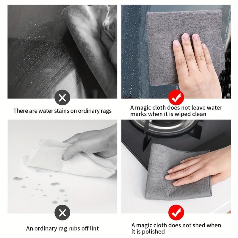 10‑Pack Thickened Magic Microfiber Cleaning Cloths, Glass Cleaning Rags