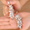 BriLove Women's Fashion Wedding Bridal Crystal Flower Romantic Dangle Clip-On