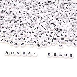 Honbay 600PCS 4x7mm White Acrylic Round Alphabet Beads Letter Beads for Jewelry Making, Bracelets, Necklaces, Key Chains and Kids Jewelry