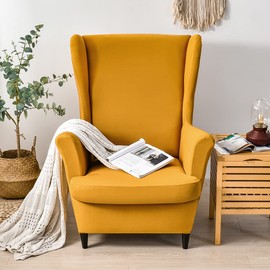 CHNSHOME Armchair Covers, Wingback Chair, Pack of 2, Stretch Armchair Cover, Khaki