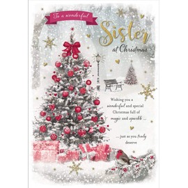 Piccadilly Greetings Piccadilly Greetings Photo Christmas Card Sister,red|beige|brown|grey ,9 x 6 inches