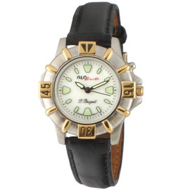 Peugeot Womens Glow in The Dark Watch - Ladies Two Tone Case with Leather Strap