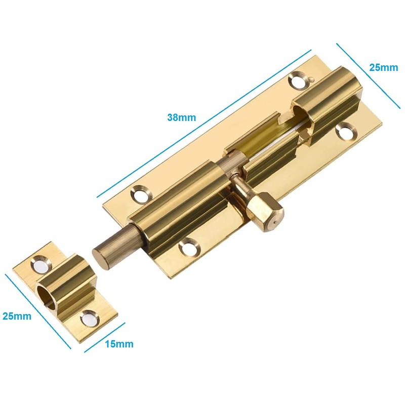 TERF® Door Bolt Polished Brass Barrel Slide Lock 38mm [1.5'']