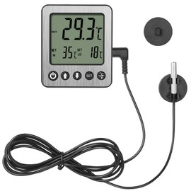 Refrigerator Thermometer Freezer Alarm Digital Freezer Thermometer Fridge Thermometer with Extra Sensor high and Low Temperature Alarm (1, Black, ZZ10)