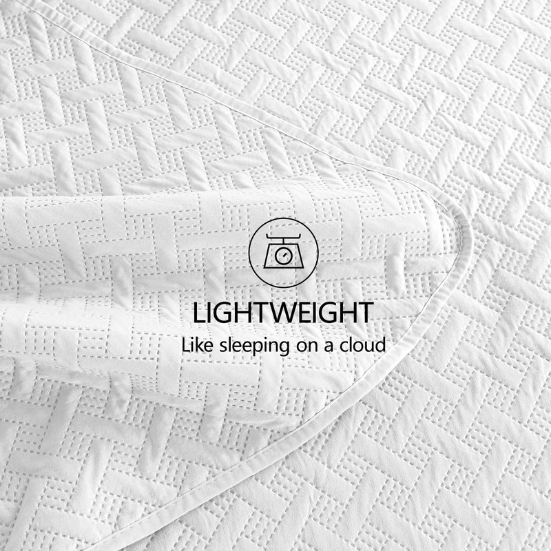 FLYMME Queen Quilt Bedding Set White Lightweight Bedspreads Full Size,Modern