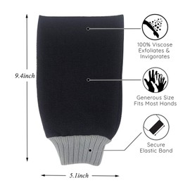 LISSOMPLUME Guantes de baño exfoliantes para hombres y mujeres | Uso de doble cara | Elimina la piel seca y muerta | Toalla de exfoliación de manos, piernas y pies | Piel suave y saludable azul marino