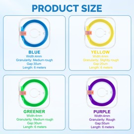 4 Volumes Tooth Sandpaper (4 mm x 6 m) - Dental Polishing Strips for Interdental Spaces, Tooth Polishing Strips - Deep Cleaning for Oral Hygiene - Travel-friendly (Purple, Blue, Yellow, Green)