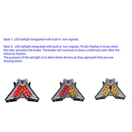 TOPZONE Fit For APRILIA 2011-2023 RS4 125; RS4 50 2T; 2009-2020 RSV 4 1000; 2019-2021 RSV4 1100 RACING FACTORY; LED Rear Lamp Brake Tail Light+Integrated Turn Signal (Smoke, Style1 LED Flash)