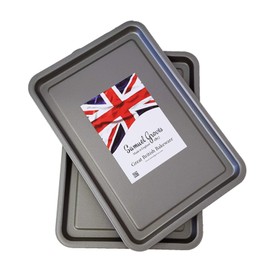 32cm Non Stick Oven Baking Tray Roasting Twin Pack Sets PFOA BPA Free Cookware Made in England (Medium Twin Set)
