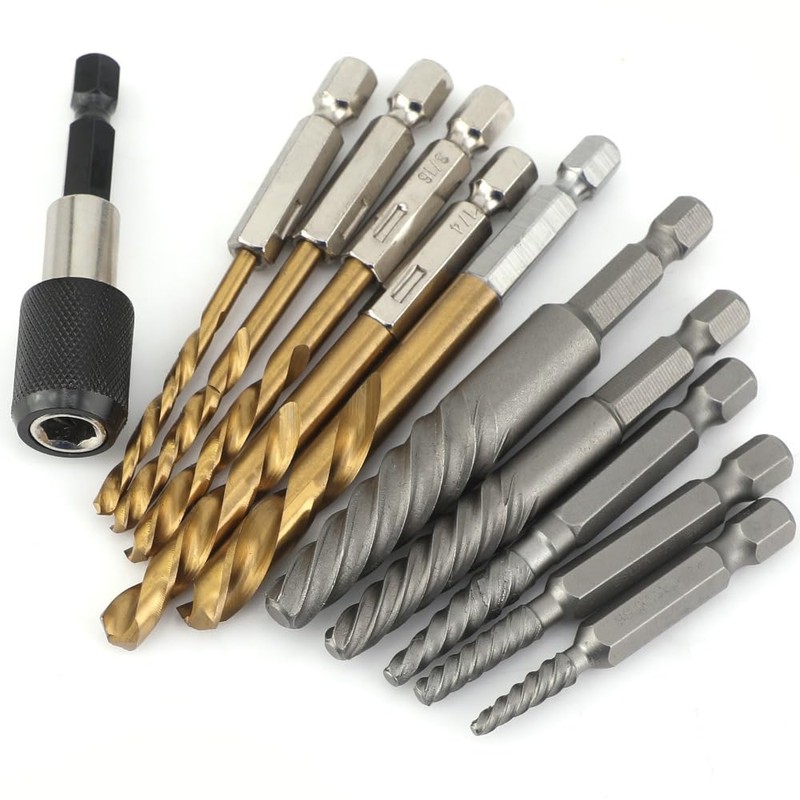 11PCS Broken Screw Extractor Set, Left Hand Drill Bit Set,Easy