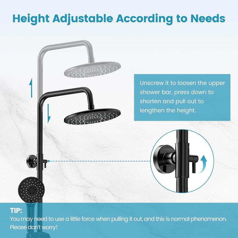 Hurran Shower System with 10 Inch Rain Shower Head and
