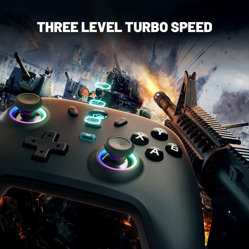 ECHTPower Wireless PC Gaming Controller - Hall Effect Joystick, 2.4G