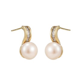 HIEWKD Pearl Stud Earrings for Women 18K Gold Plated Pearls Earrings Hypoallergenic Earrings Birthday Christmas Gift for Mom Wife