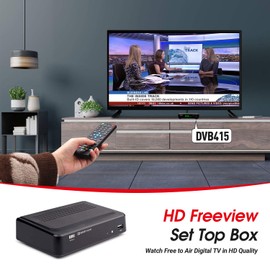 Freeview Set Top Box Recorder - August DVB415 - 1080P Freeview HD Recorder HDMI and Scart Set-Top Box Receiver Digital TV Receiver with Multimedia Player PVR for Recording
