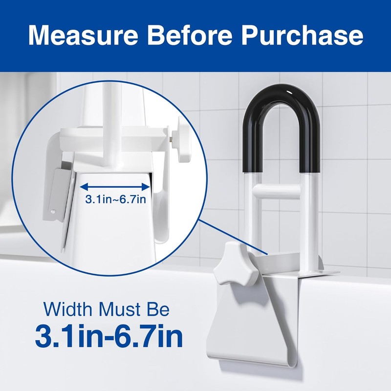 Bathtub Safety Rail, Bathtub Handle Grab Bar with Non-Slip Grip