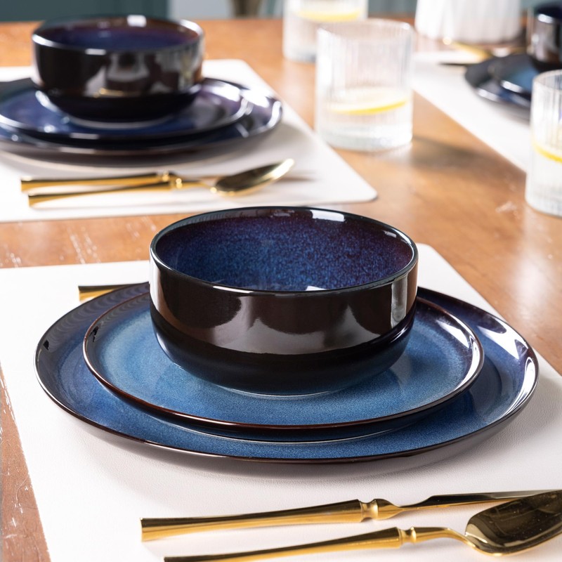 LERATIO Ceramic Dinnerware Sets for 4,12 Pieces Poreclain Plates and