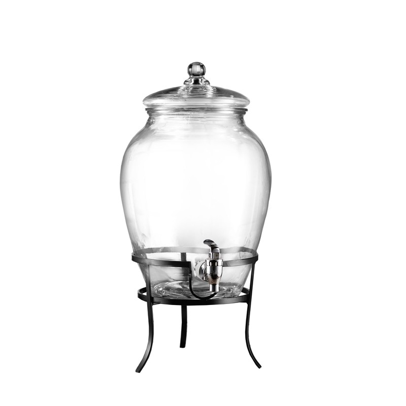 Style Setter 210388-GB Rounded Glass Beverage Dispenser, Clear, 338 Ounces