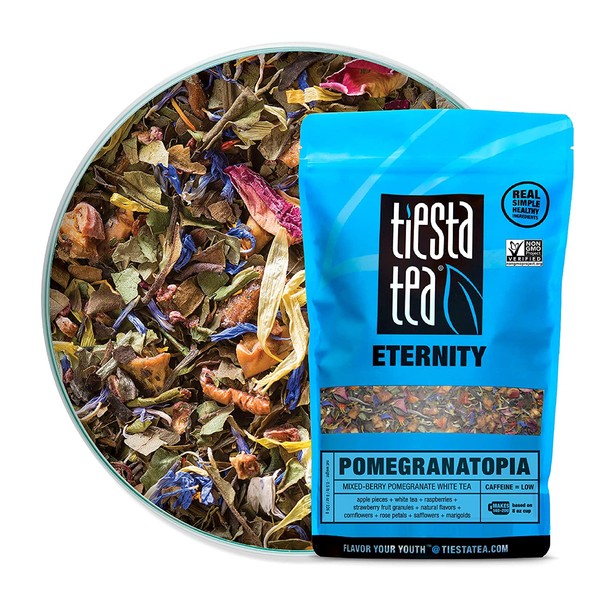 Tiesta Tea - Pomegranatopia, Loose Leaf Mixed-Berry Pomegranate White Tea, Low Caffeine, Hot & Iced Tea, 8 oz Bulk Bag - 200 Cups, Natural, Flavored, White Tea Loose Leaf