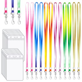 Lanyards for Kids, 12 Set Name Tag with ID Holder Cruise Lanyard for Ship Cards Colorful Cute Badge Lanyards19.7 with Swivel Hook Teacher Lanyards School Office Supplies