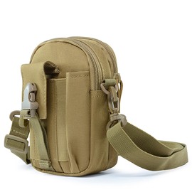 YISILINYX Tactical Molle Pouch,900D Oxford Waterproof Military EDC Pocket Organiser Bag with Adjustable Waist Belt Tactical Utility Belt Pouch for Hiking Camping Cycling Running (Khaki)