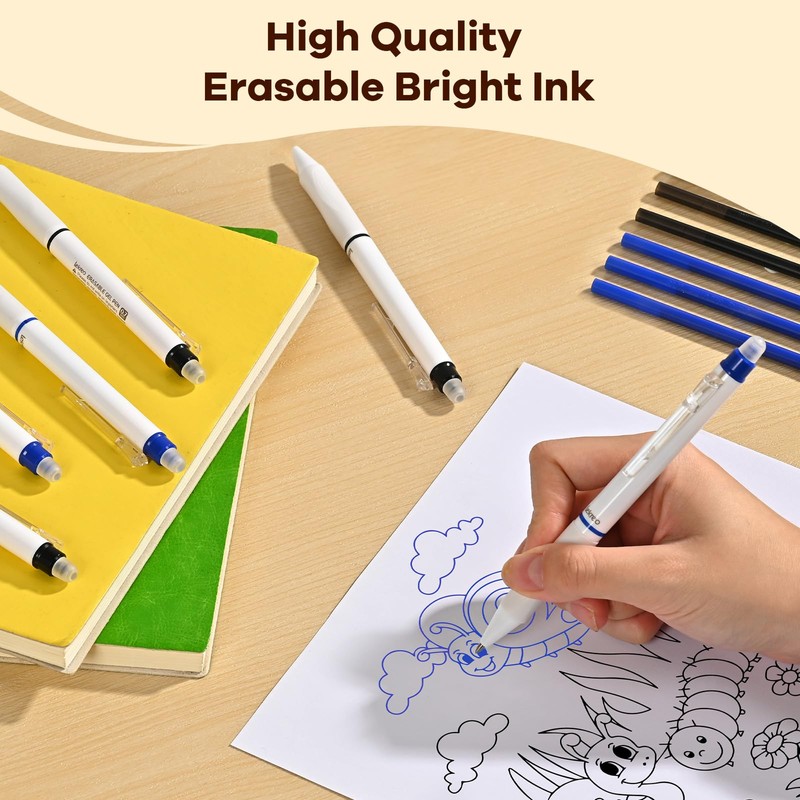Lekreo 6 Counts Erasable Gel Pens, 0.7mm Fine Point Retractable