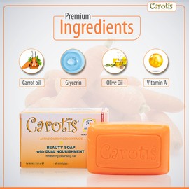 CAROTÏS Beauty Soap 80gr - Formulated to Clean and Refresh Skin, with Carrot Oil, Glycerin, Beta Carotene, Vitamin A, and Olive Oil