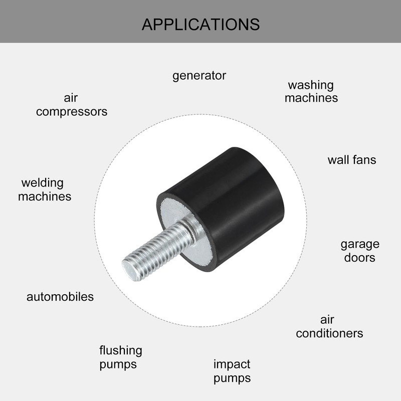 sourcing map M8 Thread Rubber Mounts, Vibration Isolators, Cylindrical Shock
