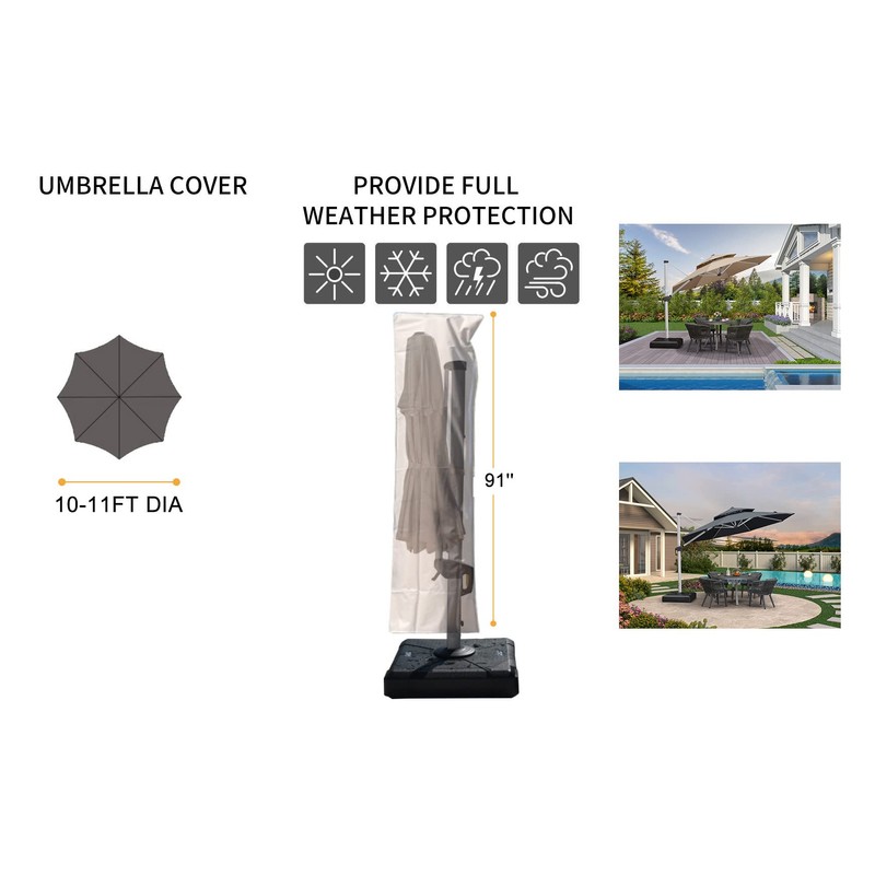 PURPLE LEAF M Size Offset Umbrella Cover, with Zipper and