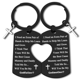 Dabihu Godparent Gifts from Godchild Godparent Keychain Set Godmother Proposal Gift Godparent Jewelry for Baptism Christening Gift Godparents Announcement Jewelry First Communion Gift for Godparent