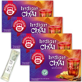 Pompadour Indian Chai (20 TB) x 4 Boxes + Hataya Matcha Latte Stick with Sample