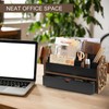 Dhmkfly Desk Organizer with Drawer Wood File Office Mail Organizer
