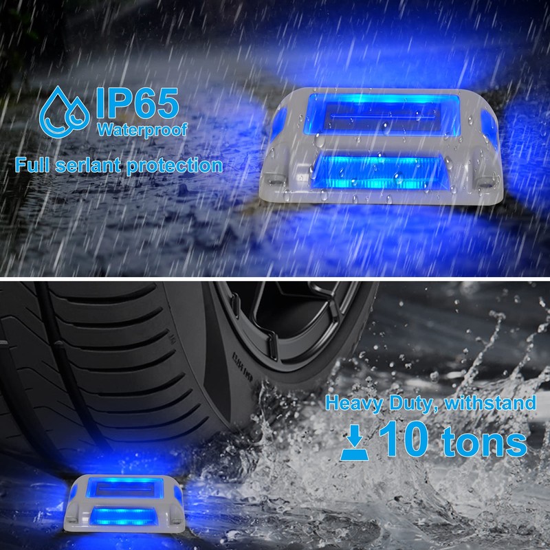 CREPOW Solar Deck Lights Driveway Dock Lights- 8 Packs Waterproof