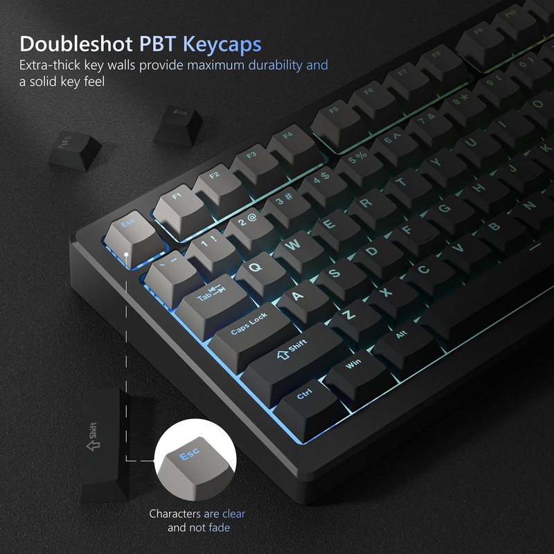 Womier Shine Through PBT Keycaps 60 75 100 Percent Cherry