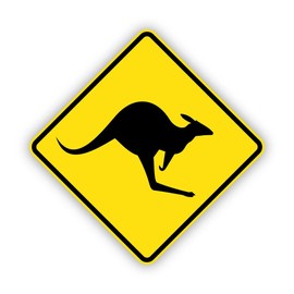 Australian Kangaroo Warning Road Sign - Color Sticker - Decal - Diecut - signs animal animals australia - 4" x 4"