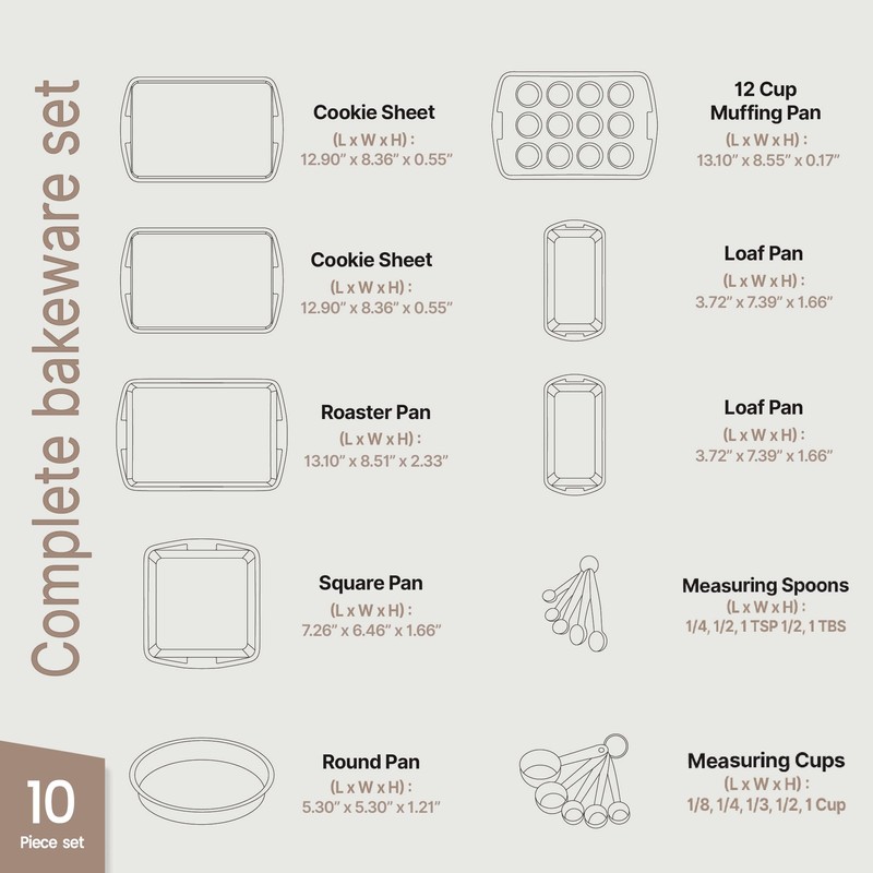 Blue Marble 10-Piece Bakeware Sets, Nonstick Carbon Steel Baking Sheet