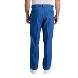 Haggar mens Casual Classic Fit Denim Trouser Pant - Regular and Big & Tall Sizes jeans, Medium Stonewash, 42W x 29L US