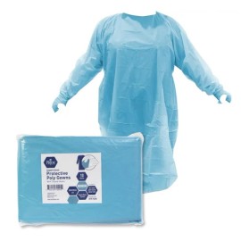 MedPride 100ct. Impervious Protective Poly Gown W/Thumb Hook Level 3 Medical Dental PPE