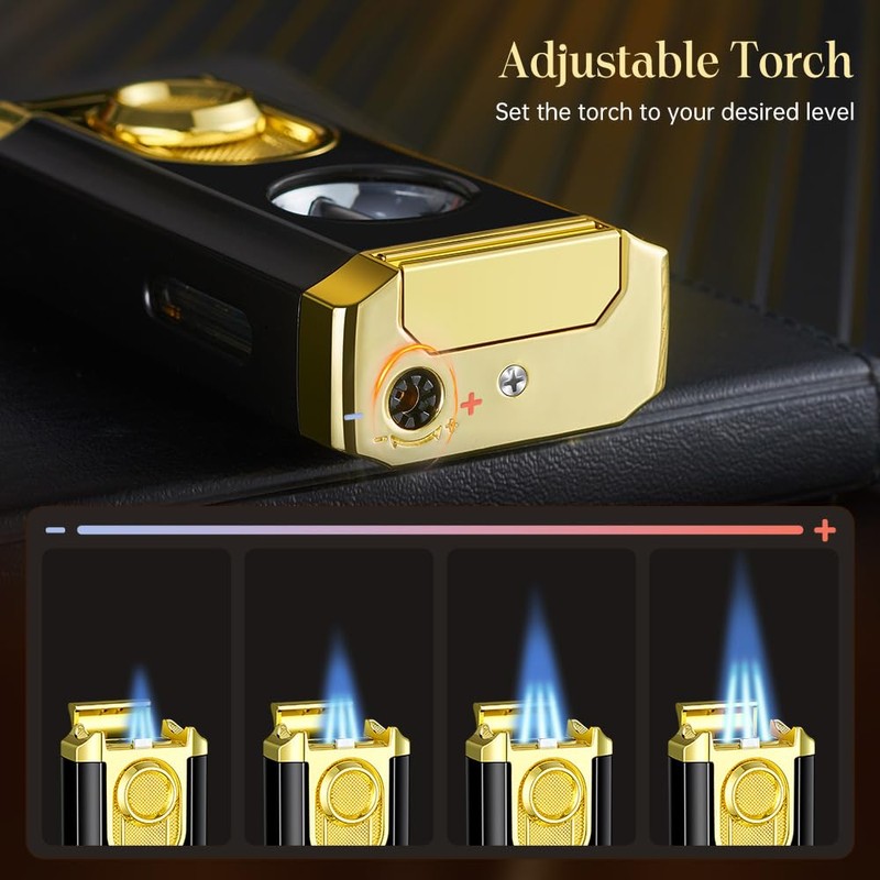 SORMWITT Triple Torch Lighter - Lighter with V Cut Cutter,Holder