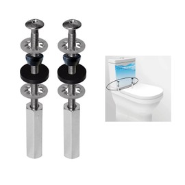 2 PCS Universal Toilet Seat Bolts Compatible with Kohler/American Standard/TOTO, Stainless Steel Toilet Seat Screws with Extra Long Downlock Nuts, Non-Slip Toothed Washers, Chrome
